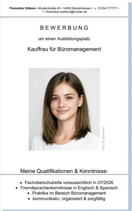 Vorschau: Muster-Deckblatt für die Bewerbung